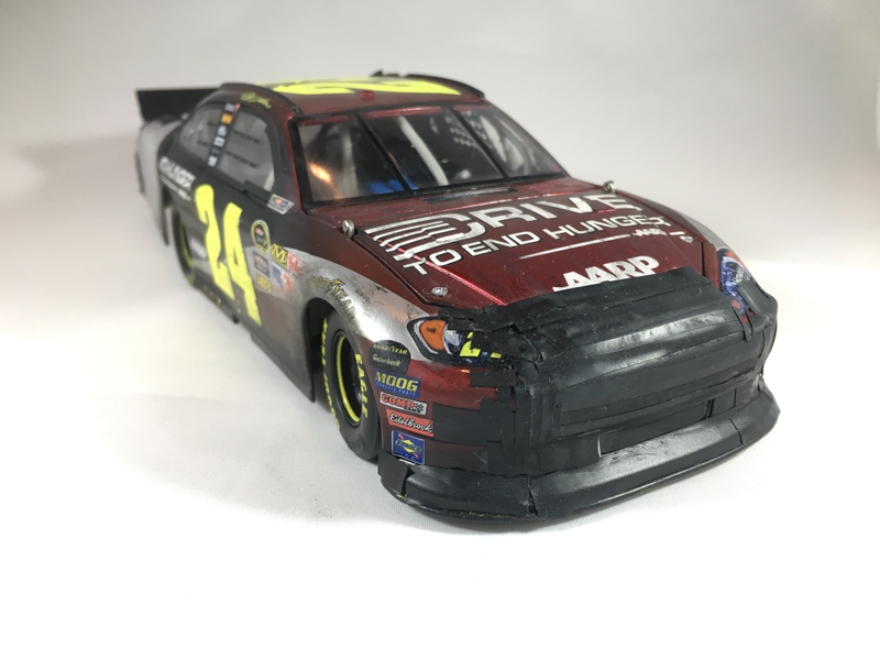 Like the real car, the hood is taped down and cannot open anymore.